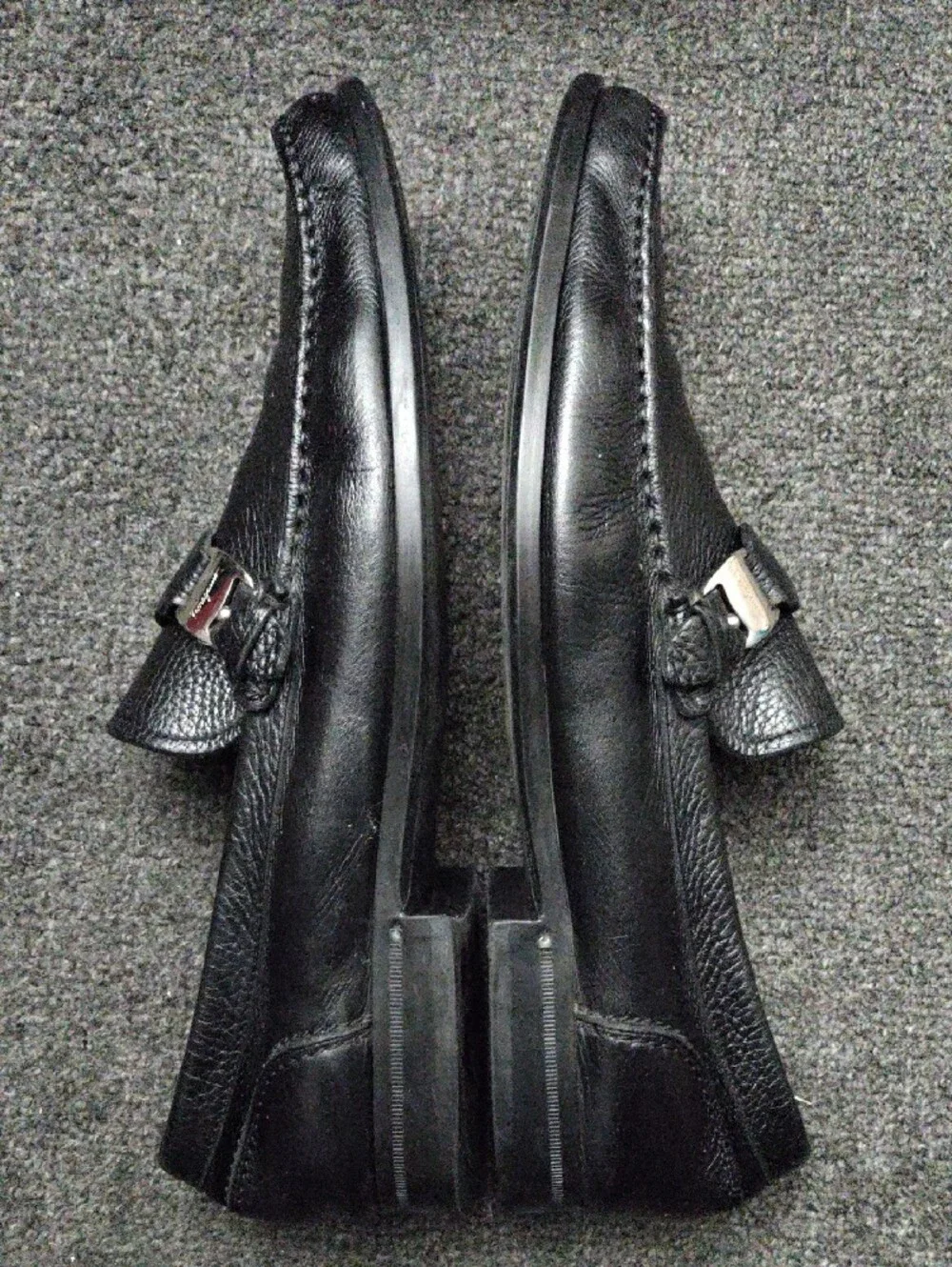 Salvatore Ferragamo Black Pebbled Leather Bit Loafers
